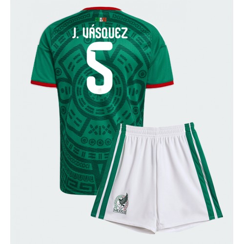 Stroje piłkarskie Meksyk Johan Vasquez #5 Koszulka Podstawowej dla dzieci MŚ 2026 Krótki Rękaw (+ szorty)
